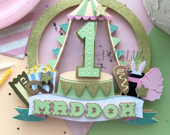 Carnival Cake Topper | Circus Cake Topper | Circus Birthday | Carnival Birthday | Girl Circus | Pastel Circus Cake Topper | Circus First