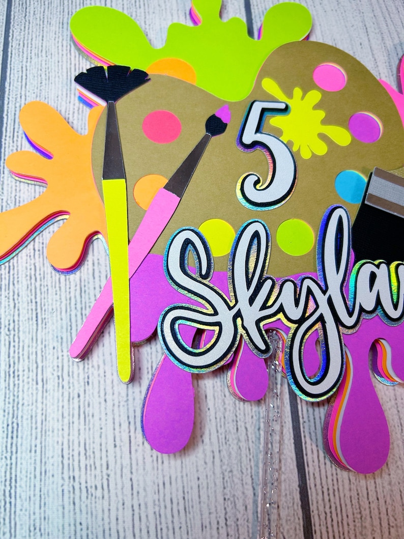 Paint Splatter Cake Topper | Neon Glow Paint Birthday Party | Paint ...