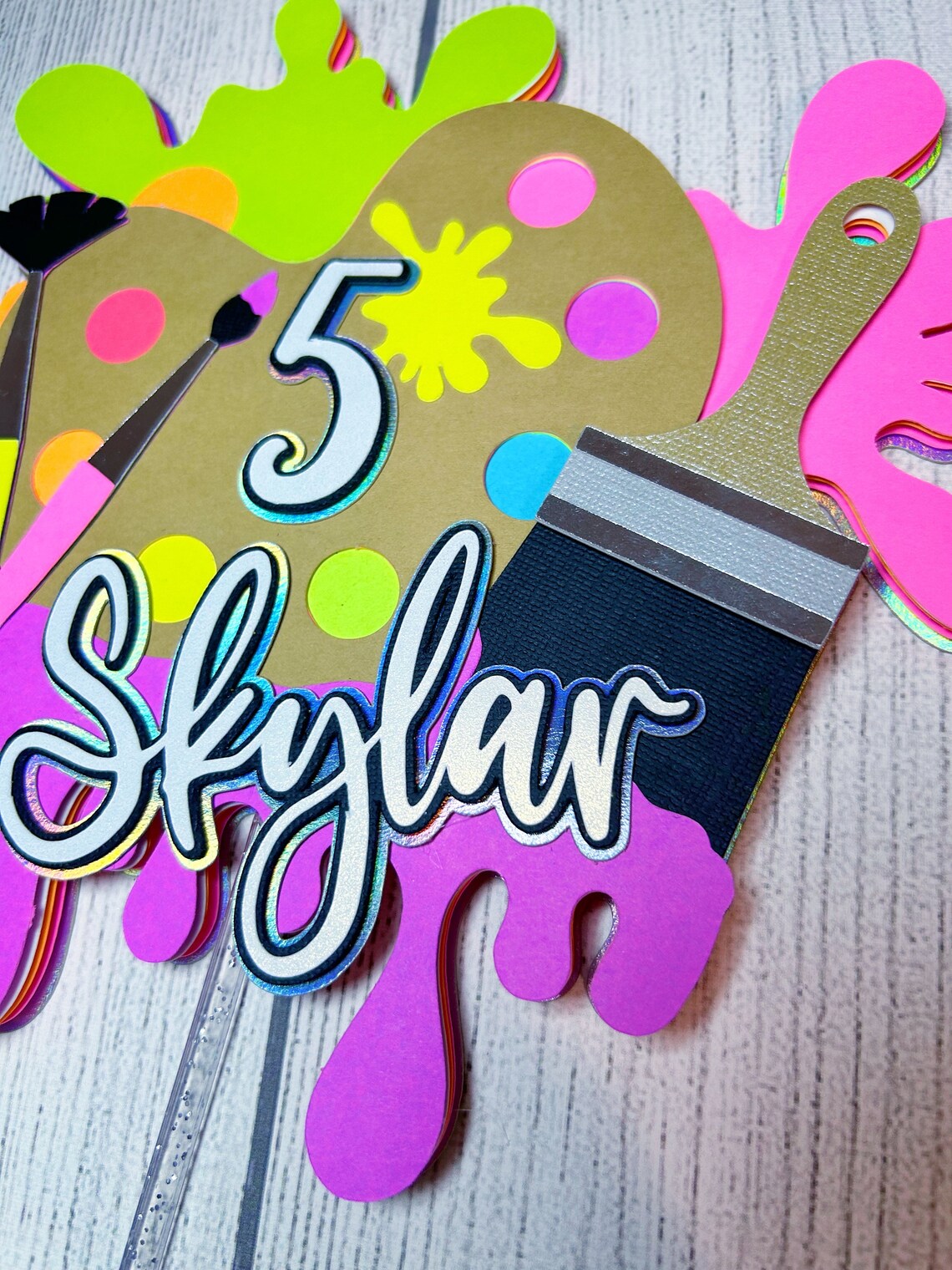 Paint Splatter Cake Topper | Neon Glow Paint Birthday Party | Paint ...