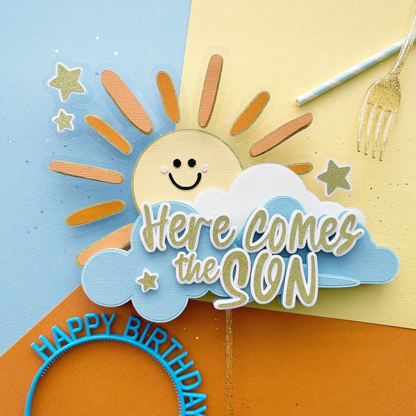 Here Comes The Son Cake Topper | Here Comes The Sun Cake Topper | Baby Shower Party Decorations | Sunshine Birthday | Sun Theme Baby Shower