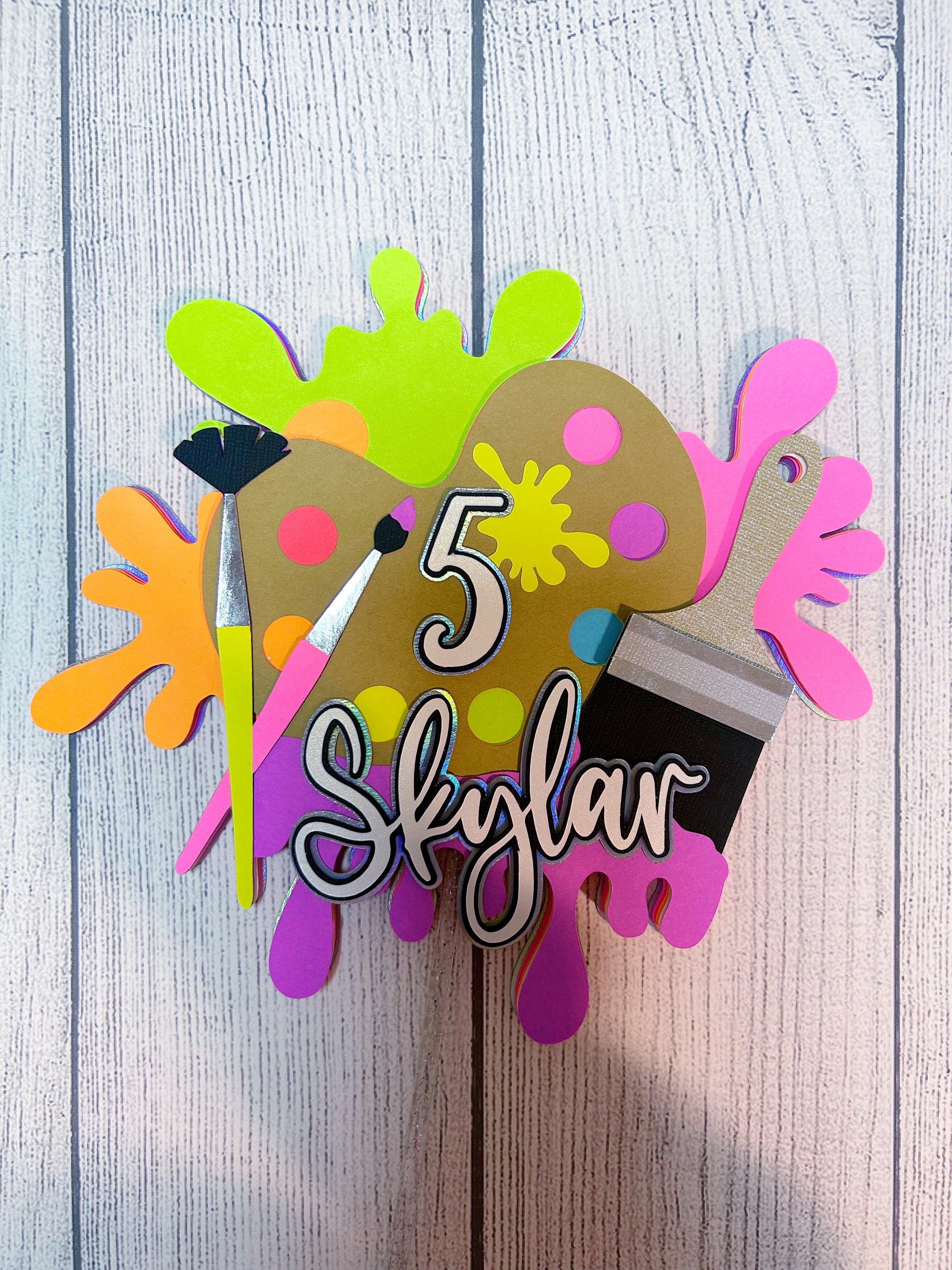 Paint Splatter Cake Topper | Neon Glow Paint Birthday Party | Paint ...
