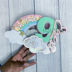 On Cloud 9 Birthday Cake Topper | 9th Birthday Party | Rainbow Birthday ...