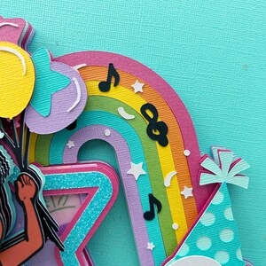 Gracie’s Corner Birthday Cake Topper – Two-Sided Print, Pink Lavender Gold, For Kids' Parties - View #3