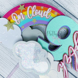 On Cloud 9 Birthday Cake Topper 9th Birthday Party Rainbow Birthday