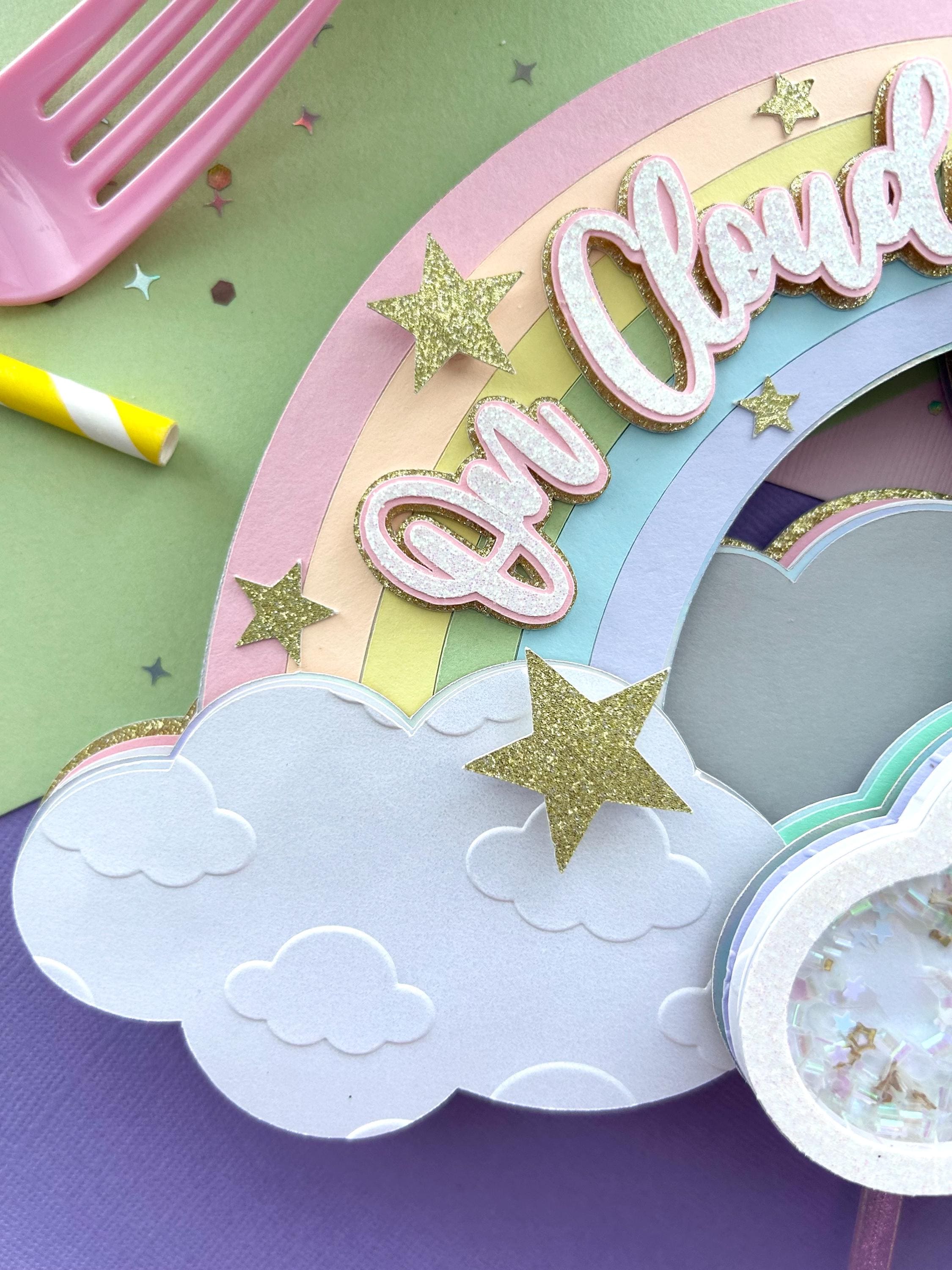On Cloud 9 Birthday Cake Topper | 9th Birthday Party | Rainbow Birthday ...