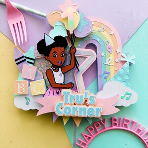 Pastel Gracie&#39;s Corner Cake Topper | Gracie Girl | Custom Name | Pastel Gracie&#39;s Corner Birthday Party Decorations | 3D Cake Topper