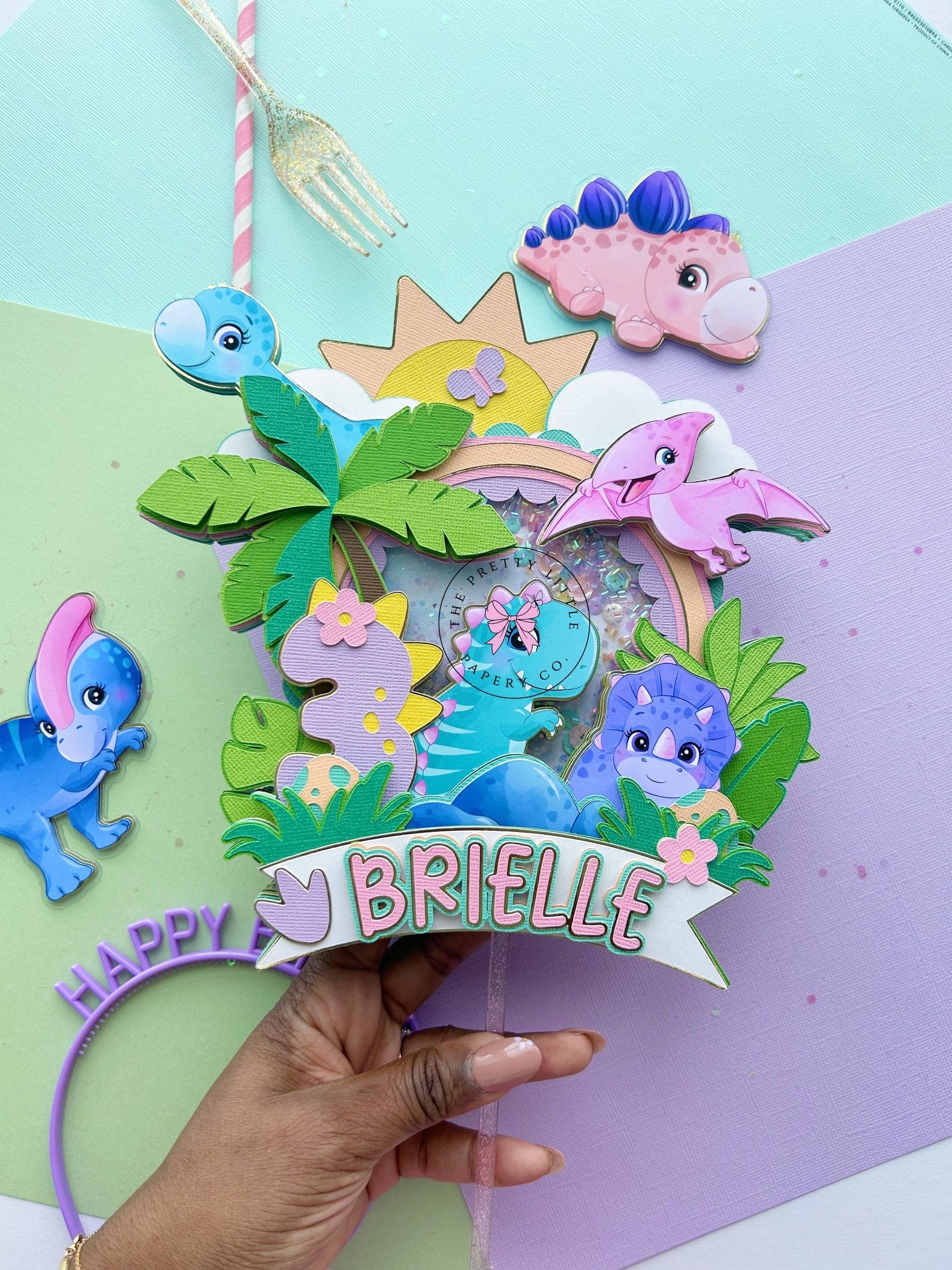 Three Rex Dinosaur Cake Topper | 3rex Birthday Party | Girl Dinosaur ...