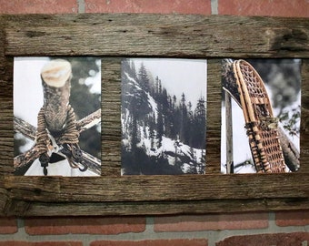 Barn Wood Collage Picture Frame, Multi Pane 3 5x7 Photo Frame, Real Barnwood Photo Frame, Rustic Reclaimed Wood Picture Frame,Farmhouse Gift