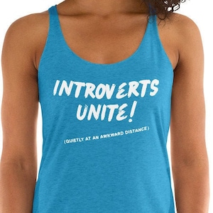 Introverts Unite Quietly at an Awkward Distance, Funny Workout Tank ...