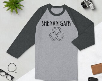 St Patrick’s Day Shirt, Shenanigans Shirt, St Paddys Day Shirt Women, Let The Shenanigans Begin, Mens St Pattys Day, 3/4 sleeve raglan shirt