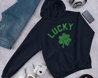 LUCKY HOODIE, Shamrock Sweatshirt, St Patricks Shirt, St Pattys Day Hoodie, Clover Shirt, St Patricks Day Hoody, Lucky Unisex Hoodie