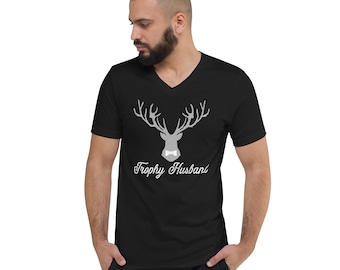Trophy Husband Short Sleeve V-Neck T-Shirt, Trophy Husband Shirt, Husband Christmas Gift, Dad Gift, Newlywed Gift, Groom Shirt, Wedding Gift