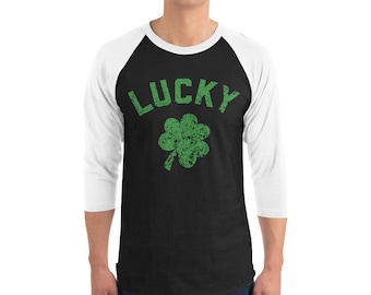 Lucky Shirt, Shamrock Shirt, St Patrick’s Day, Lucky Me Shirt, Irish Shirt, Womens Shirt, Men’s Shirt, St Pattys Day,3/4 sleeve raglan shirt