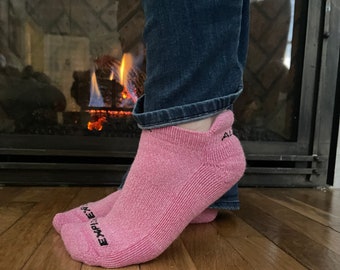 Pink Jogging Socks, Alpaca Ankle Socks, EXPLORE!