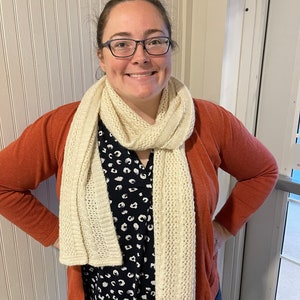 Knitted Cable and Lace Alpaca Scarf - Michigan Grown