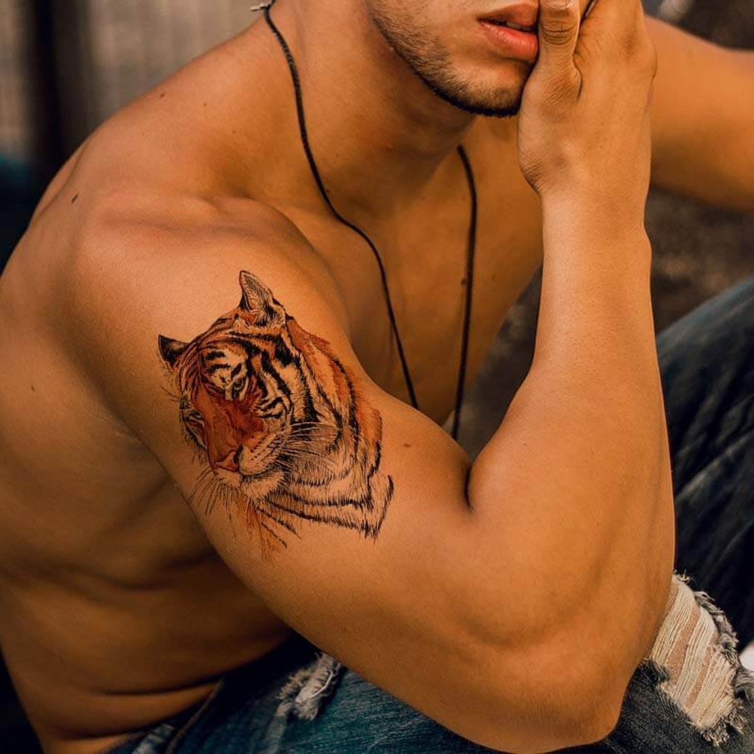 Tiger Head Tattoo Forearm Tattoo Thigh Tattoo Tiger Temporary - Etsy Tiger Head Tattoo Forearm Tattoo Thigh Tattoo Tiger Temporary - Etsy