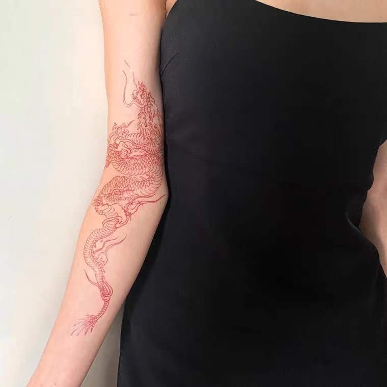 Temporary Tattoo Men Women Half Sleeve Tattoo Dragon Tattoo Etsy Denmark