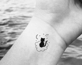 Tatouages Temporaires De Chat Noir Petit Tatouage Faux Etsy Canada