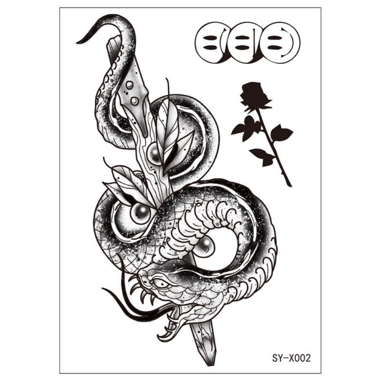 Snake And Rose Tattoo Snake Wrapped Around Sword Snake Etsy