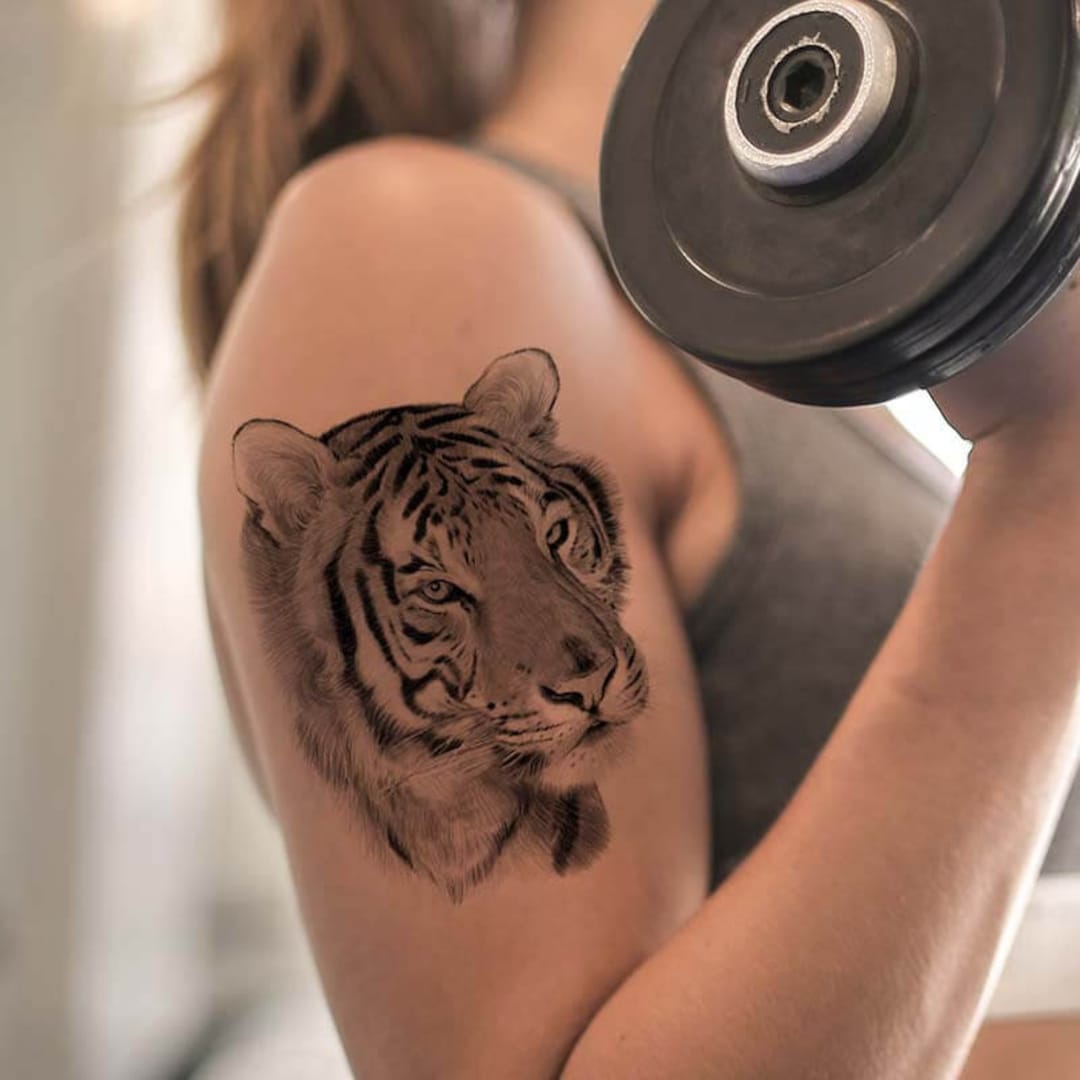 Fake Tattoo Power Tiger Tattoo Forearm Tattoo Thigh Tattoo 