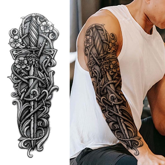 Sea Sword Sleeve Tattoo Sleeve Temporary Tattoo Fake Tattoo - Etsy Ireland Sea Sword Sleeve Tattoo Sleeve Temporary Tattoo Fake Tattoo - Etsy Ireland