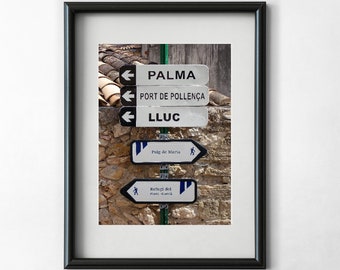 A4 Poster Print Palma Mallorca road sign  / Wall Art / Photographic print