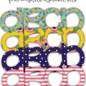 Summer Floral Alphabet PNG Four Complete Alphabet Sets