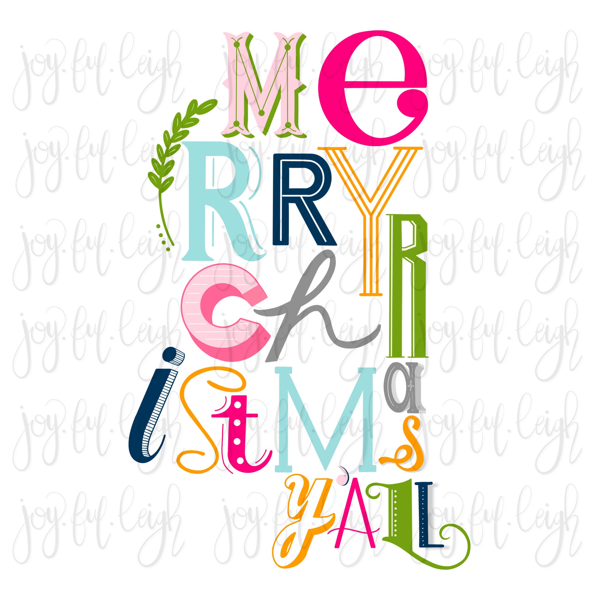 Mississippi Merry Christmas Y'all Hand Lettered PNG Sublimation ...