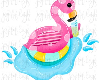 Floating Flamingo Poolside PNG