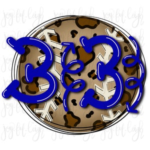 Leopard Baseball 3 Up 3 Down Royal Blue PNG Sublimation Printable Transfer