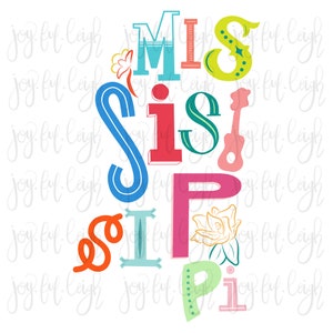 Mississippi MS Hand Lettered PNG Sublimation Printable Transfer