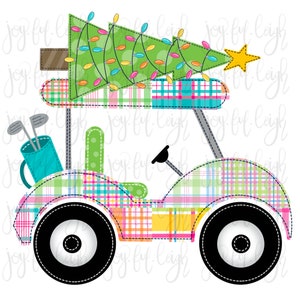 Christmas Golf Cart PNG Sublimation Printable Transfer