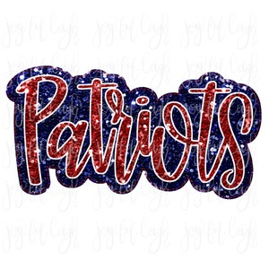 Glitter Patriots Stacked Mascot Faux Applique PNG