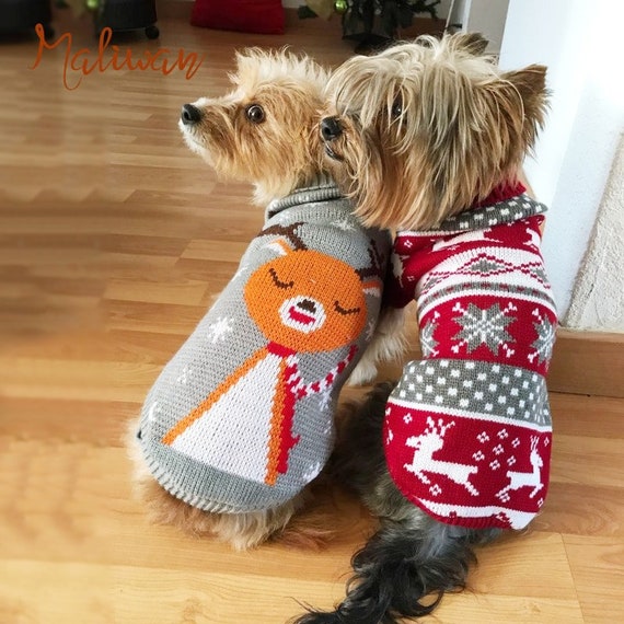 Runsabay Puppy Dog Pet Warm Cloth Jumpers Christmas Turtleneck Clothes Hoodie Warm Sweater Shirt Puppy Autumn Winter Coat Doggy Fashion Jumpsuit Red L