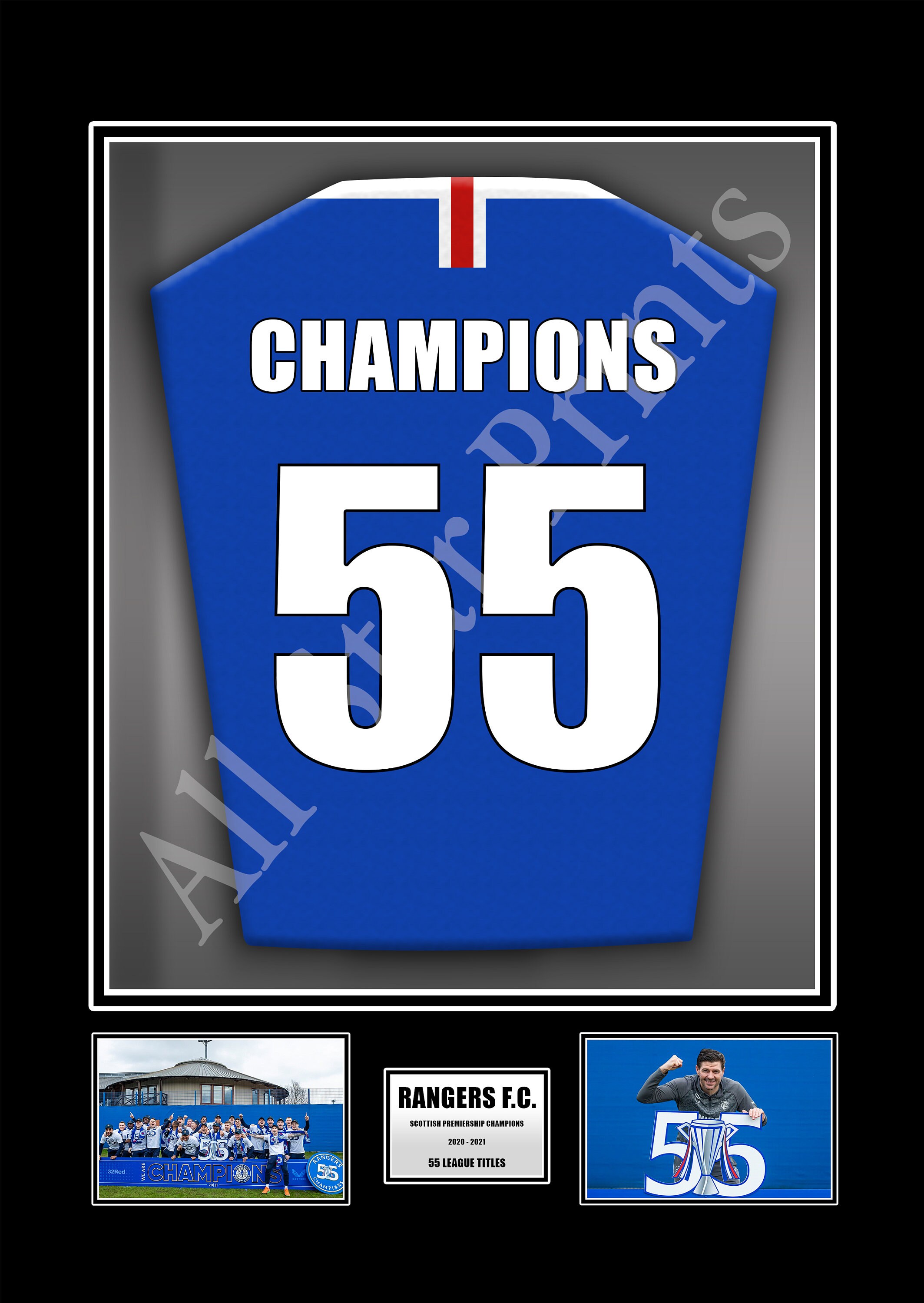 Glasgow Rangers F.C. 55 SPL Title Winners 2020 2021 | Etsy