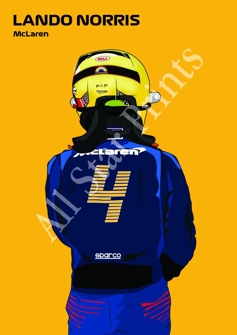 Lando Norris F1 Mclaren Racing Illustration Vector Etsy UK