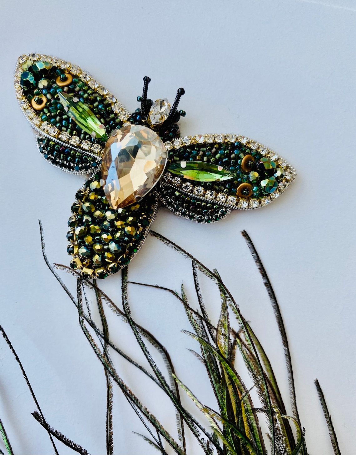 Butterfly beaded brooch handmade blue insect brooch Etsy
