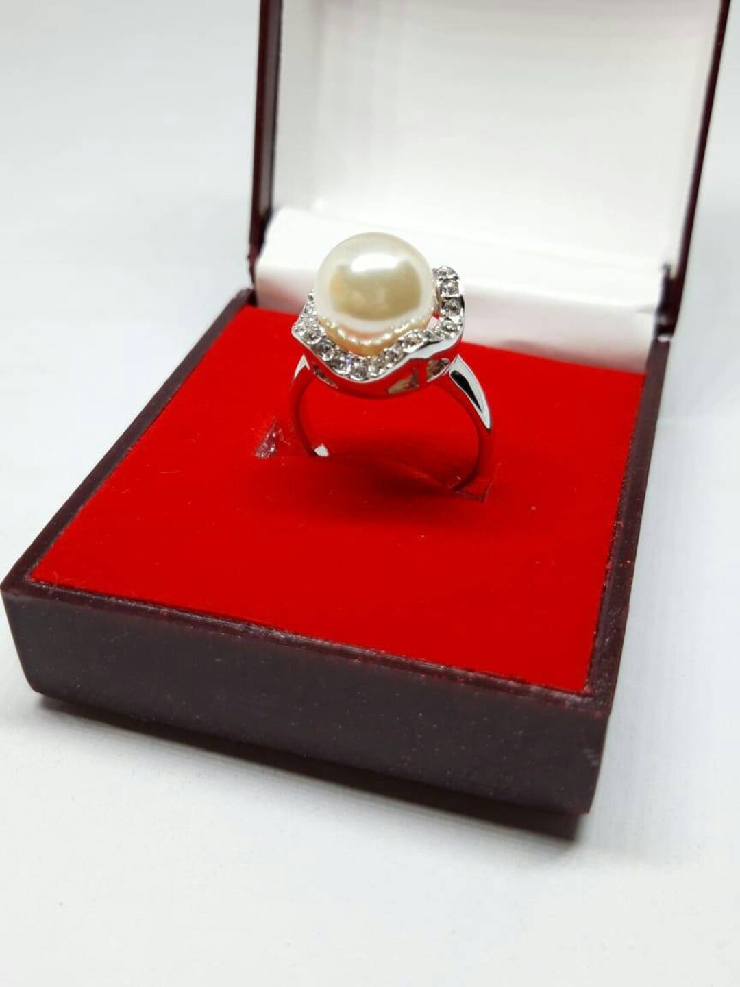 Natural Pearl Ring With Zircon in Silver Colour for Gifts Etsy