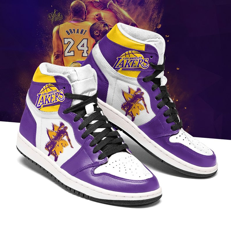 Los Angeles Lakers Air Jordan 1 LeBroon James Shoes Jordan 1 | Etsy