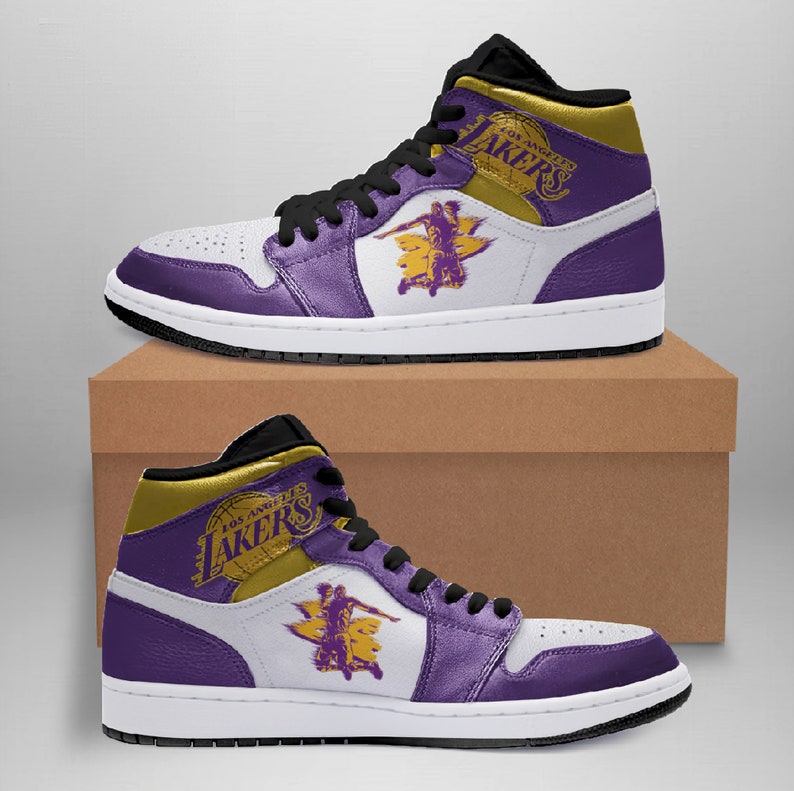 Los Angeles Lakers Air Jordan 1 LeBroon James Shoes Jordan 1 | Etsy