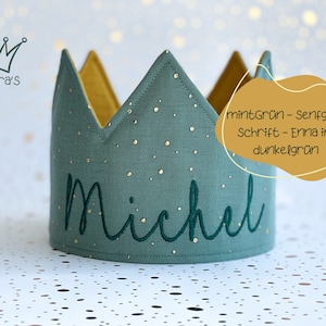 Costume for Kid Birthday Party, Kid's Cloth Birthday Crown, Cotton Crown for Toddler mintgrün-senfgelb