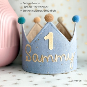 Geburtstagskrone aus Musselin, Kinderkrone für Kostüm-Party, Krone zum Geburtstag, Babygeschenk mit Namen
