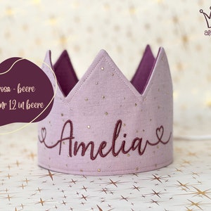 Girls Birthday Party Crown, Cute Unique Birthday Outfit for Girls, Custom Kids Crown hellrosa - beere