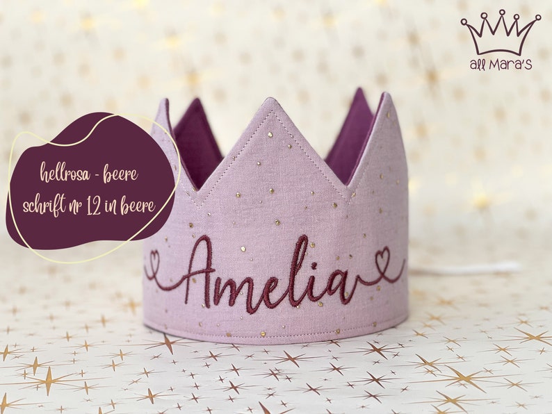 Girls Birthday Party Crown, Cute Unique Birthday Outfit for Girls, Custom Kids Crown hellrosa - beere