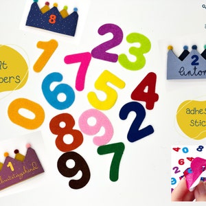 Glitter numbers, felt numbers, self-adhesive numbers, sticker numbers image 1