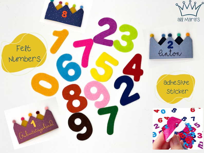 Glitter numbers, felt numbers, self-adhesive numbers, sticker numbers zdjęcie 1