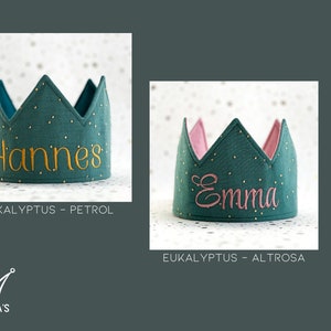 Musselin Geburtstagskrone, Mint Grün und Beere, Stoffkrone aus Baumwolle, Kostüm für Kinderparty image 5