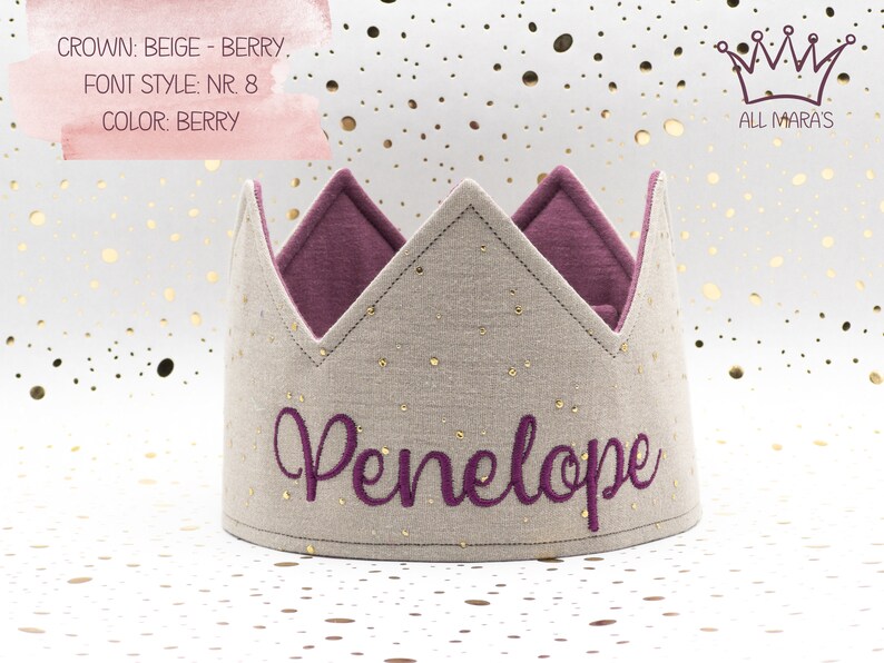 Custom Birthday Fabric Crown Handmade Festive Headwear Special Occasion Party Hat Perfect Birthday Gift for Kids beige - berry