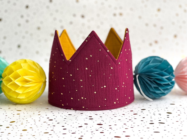Musselin Geburtstagskrone für Kinder, Kinderparty Decoration, Geburtstagsgeschenk Ideen, Personalisierte Krone imagen 2