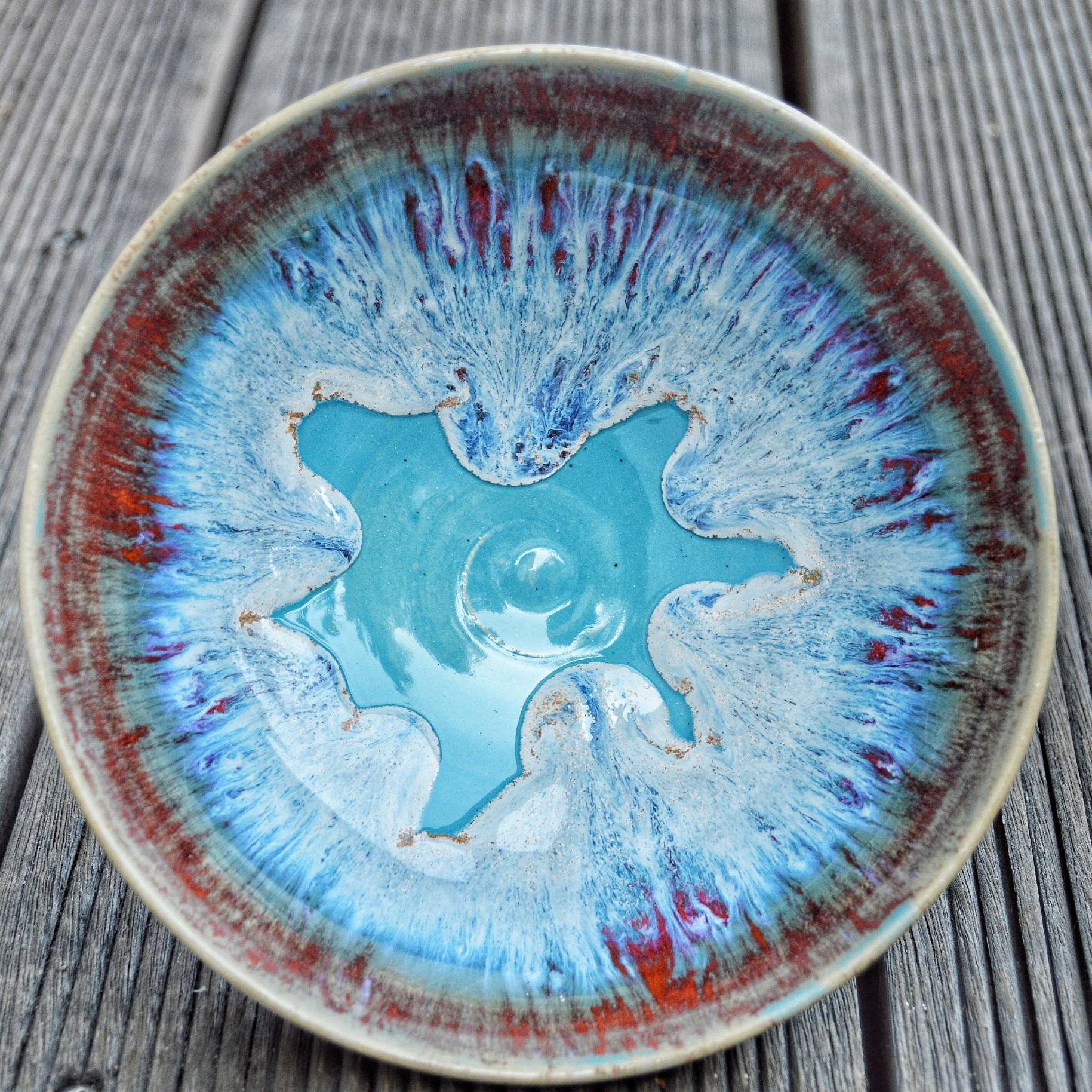 Handgemachte rot/türkise Keramik Schale Keramik | Etsy